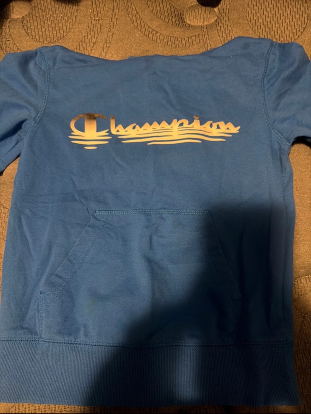 Champion Blue Kids Hoodie with White Logo